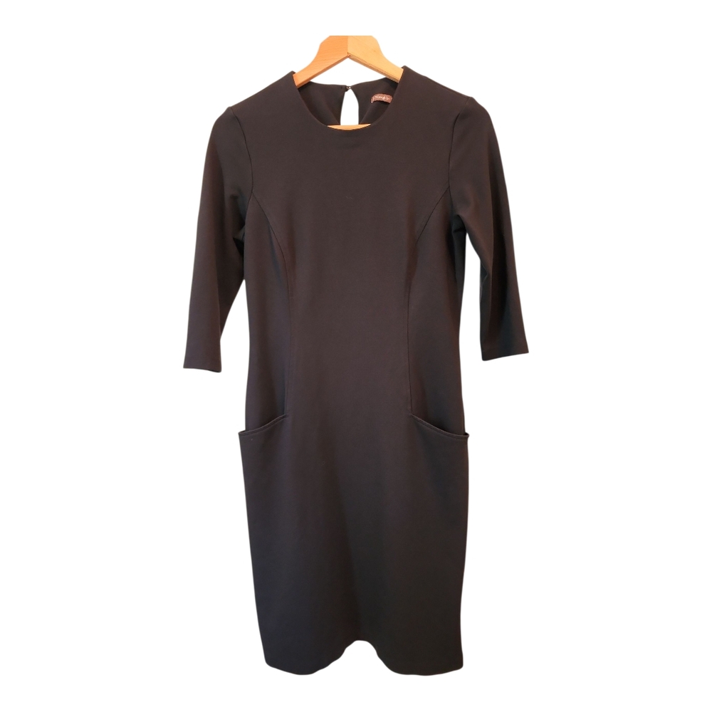 J. McLaughlin Dress - Black Sheath Dress 3/4 Sleeve Crew Neck